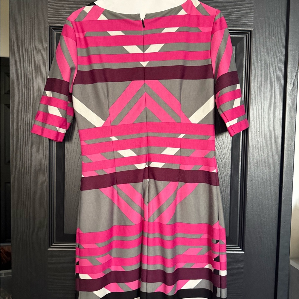 Eliza J Pink and Gray Geometric Midi Dress